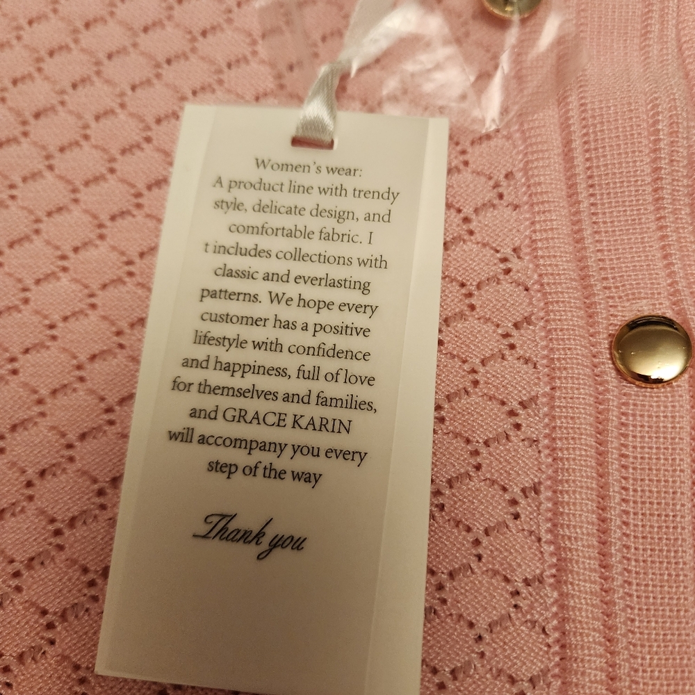 Grace Karin Light Pink Cardigan Sweater Size M NWT - Picture 12 of 14